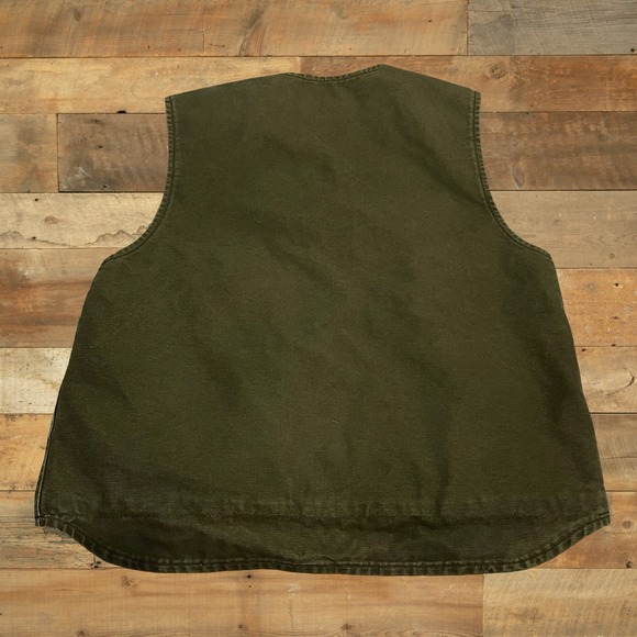 Vintage Y2K Carhartt Vest Sherpa Lined Olive Green Large - Picture 3 of 4